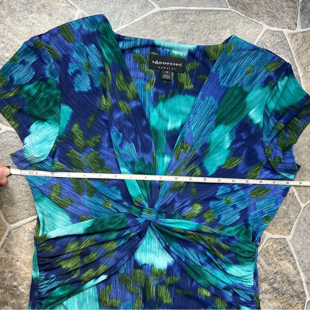 Connected Apparel Abstract Floral Print Twist Front Dress - Picture 8 of 11